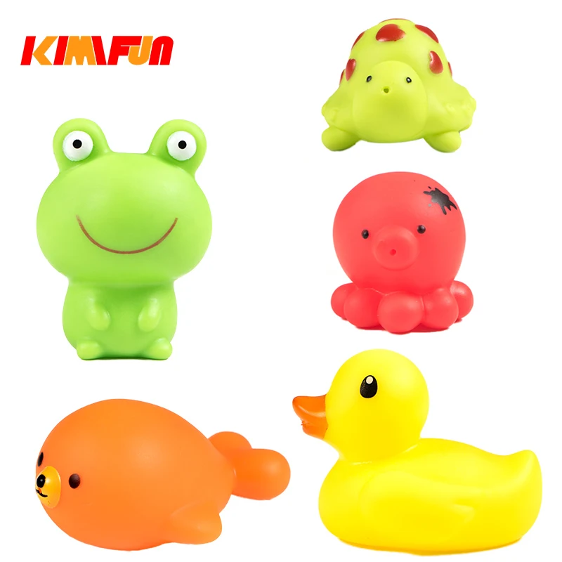 Baby Bath Toys 5pcs Soft Rubber Duck Animals Frog Octopu Kids Water