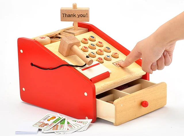 caja registradora juguete madera