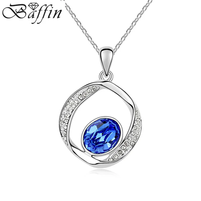 

Crystal Circle Pendant Necklaces for women Made with Swarovski Elements Collares Jewelry party Bijoux