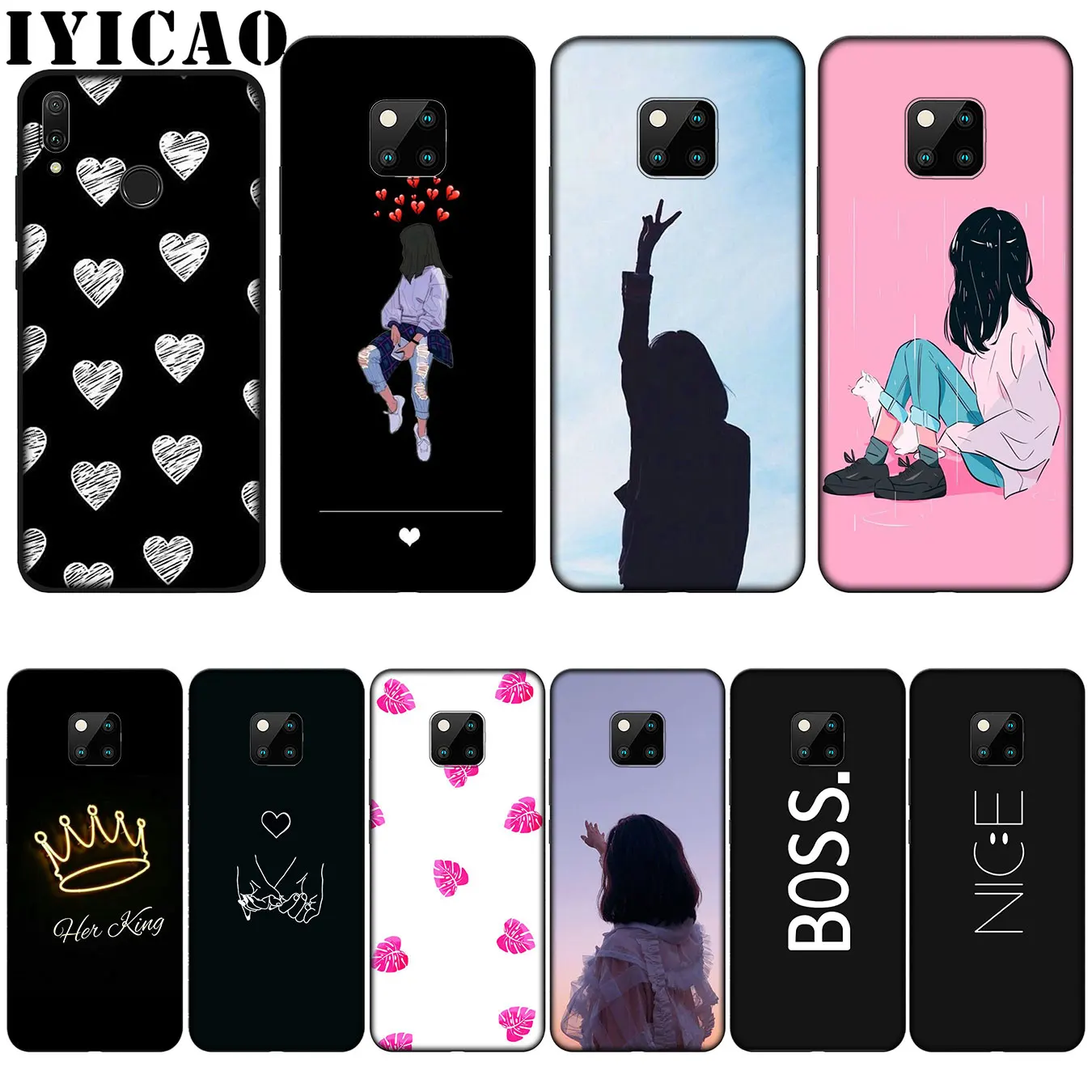 

Simple Love Heart Silicone Soft Case for Huawei Nova 5i 4 3 3i 2i 2 for Huawei Mate 30 20 10 Pro Lite Y9 Prime 2019