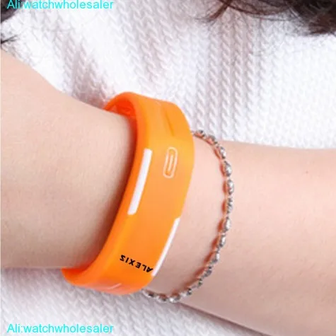 DW447J Rectangular Orange Watchcase Silicone Orange Band Men Women Digital Watch