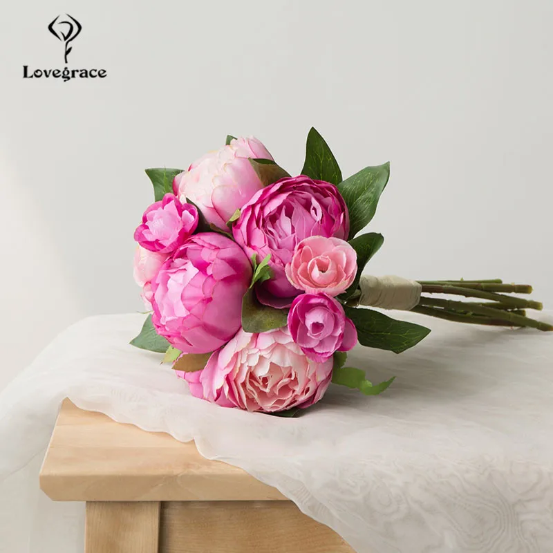 artificial flowers peony wedding flowers bridal bouquet  (30)
