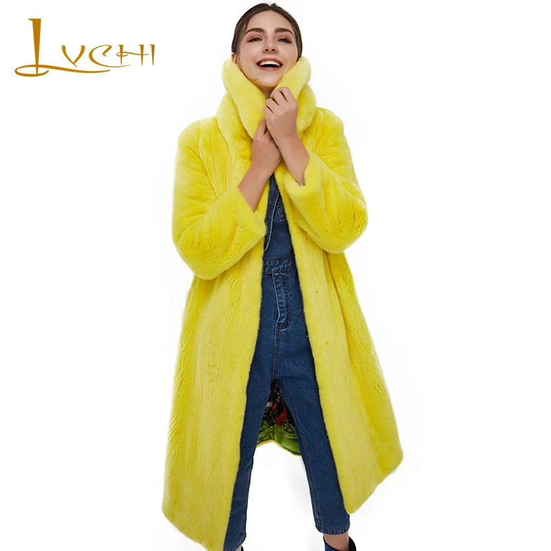 LVCHI Winter2017 импортная Корона Лебедь бархатная норковая шуба женская с отложным