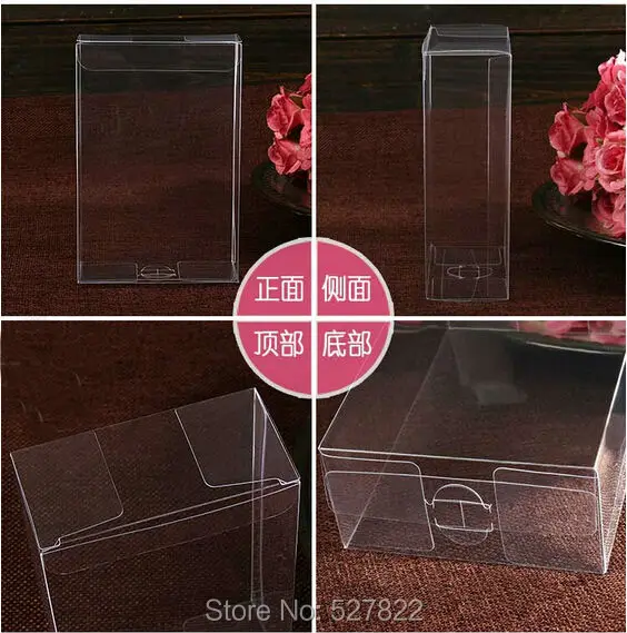 100PCS 4X8X12CM Plastic Packing Box Birthday Wedding Gift Packaging Box Clear PVC Box Cosmetic Bottle Boxes