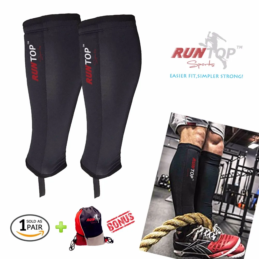 RUNTOP 5mm Neoprene Shin Guards Sleeves Shields Calf Protector Compression for Crossfit WODS