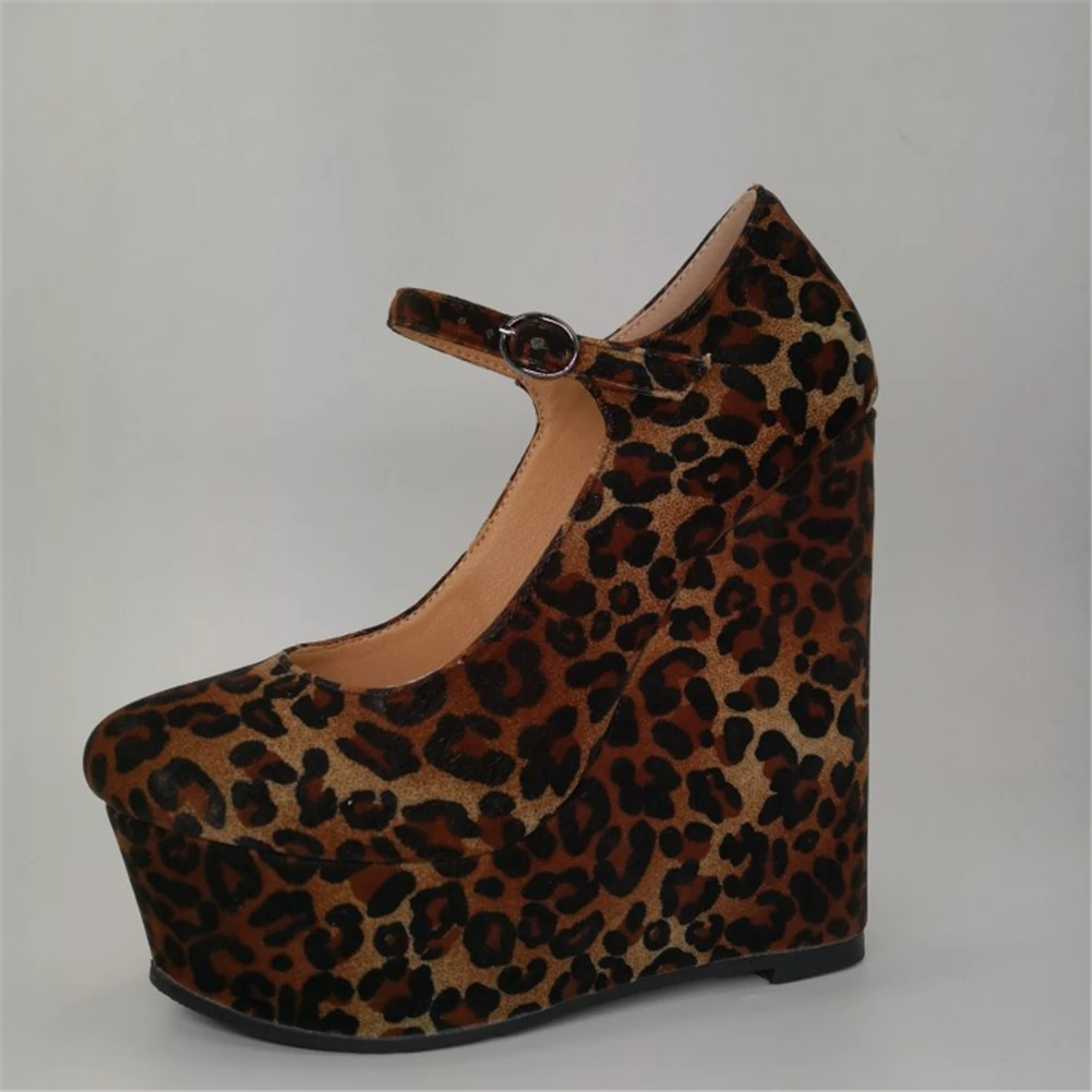 leopard Karinluna/Роскошные пикантные вечерние женские туфли с леопардовым принтом, большой размер 47 привлекательные туфли на высоком каблуке женские туфли-лодочки туфли на танкетке - Цвет: leopard