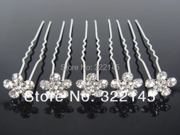 

New Fashion 30 Pcs Wedding Bridal Ctystal Flower Silver-plated Hair Pins Hair Clip Hair Jewelry Accessories Ornaments