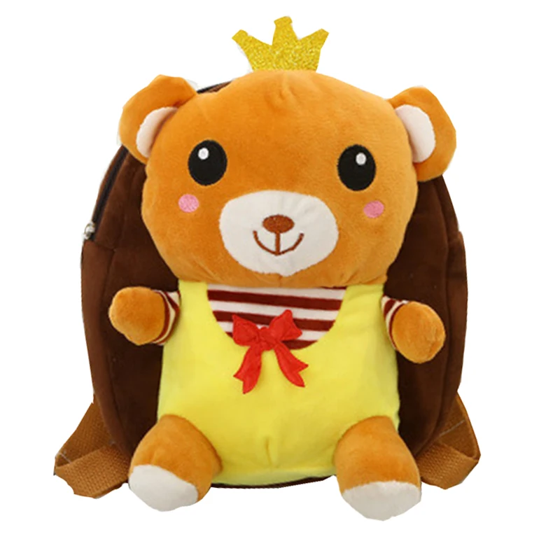 

2019 Children Toddler Kids 3D Cartoon Bear Backpack Kindergarten Cute Plush Soft Schoolbag Blue Red Brown For 2~6Yrs
