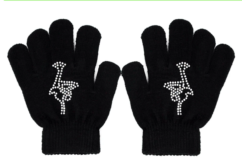 Ледяной Человек, волшебные перчатки для фигурного катания на запястье, тренировочные теплые защитные перчатки для рук, термозащитные перчатки для детей, стразы, патины, случайный стиль