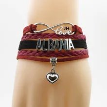 Модная модель в стиле «любящее страна Албания Подвеска для браслета в форме сердца Албании браслет Флаг Албании браслет