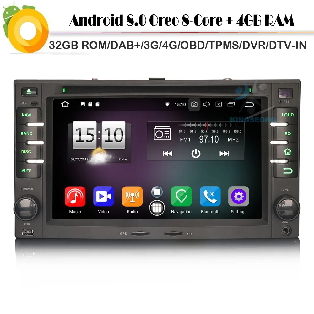 Автомагнитола Sat Nav DAB с восьмиядерным процессором Android 8 0 4G DVD BT GPS USB DVR