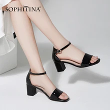 SOPHITINA/Новые Модные женские босоножки; пикантные высококачественные удобные туфли из лакированной кожи на квадратном каблуке; однотонные элегантные босоножки; MO249