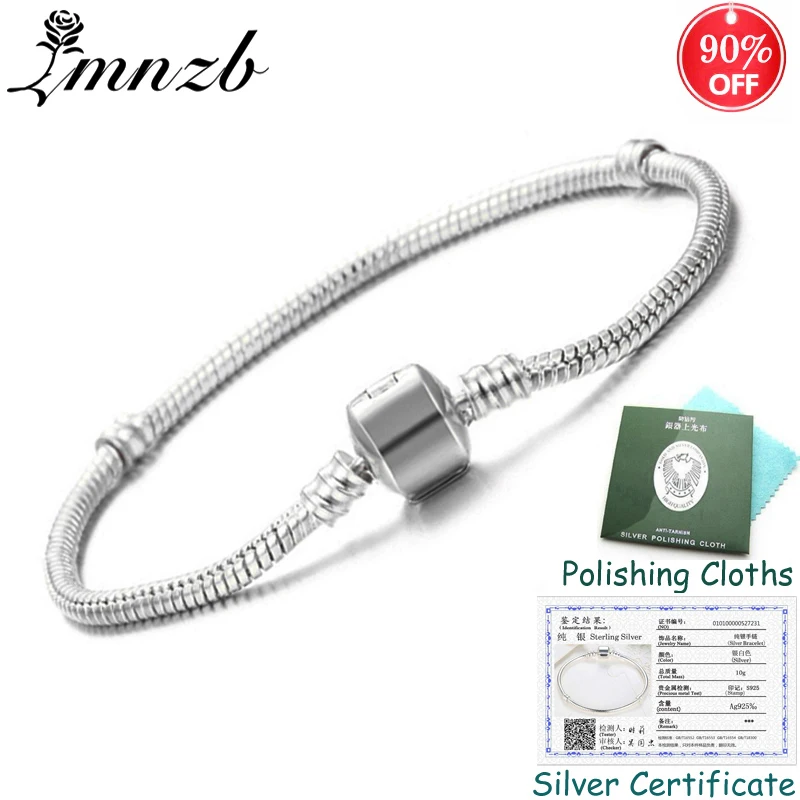 

Sent Certificate! Original 925 Solid Silver Charm Bracelets for Women Long 16-23cm Snake Bone Bracelets Wedding Jewelry ZSSZ005