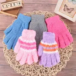 1 пара вязанных пуховых зимних теплых перчаток милые яркие цветные вязаные перчатки унисекс случайные варежки горячая распродажа