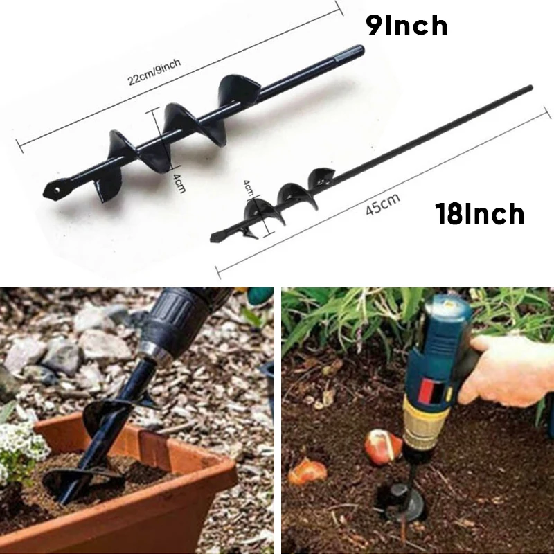 9.8/9/18 Spiral Drill Bit Planting Bulbs Seedlings For Garden Auger Digger Kit 