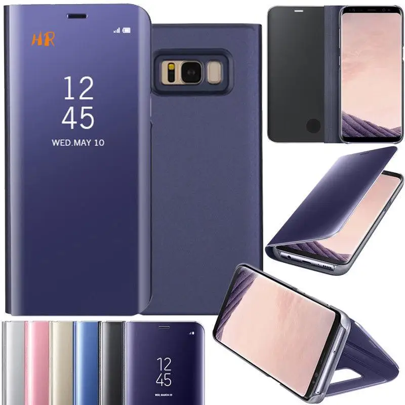 Смарт откидной зеркальный чехол с подставкой для samsung Galaxy S9 S8 S7 S6 Edge Plus Note 9 8 J3 J5 J7