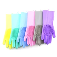 

1 Pair Silicone Cleaning Gloves Scrubber Dish Washing Pet Hair Grooming Brushs Kitchen Bathroom Household Cleaning Tools