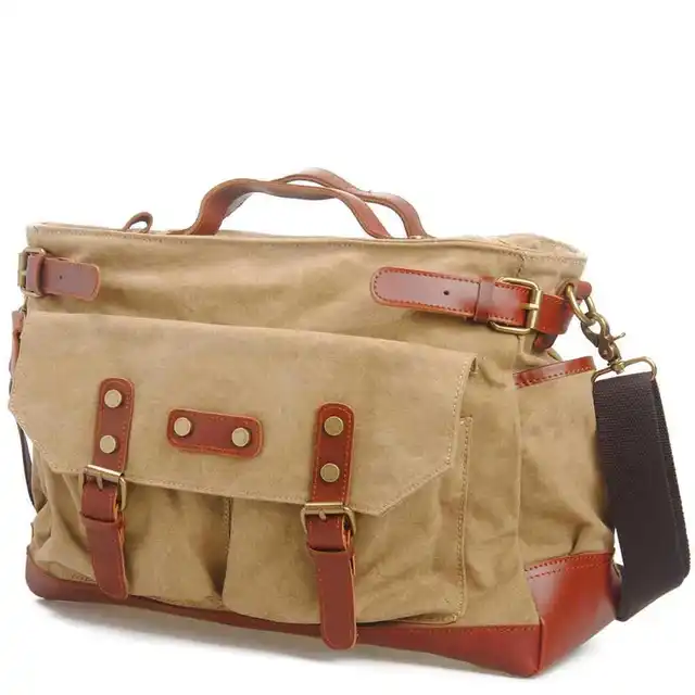 Buy Men's Vintage Canvas Leather School Military