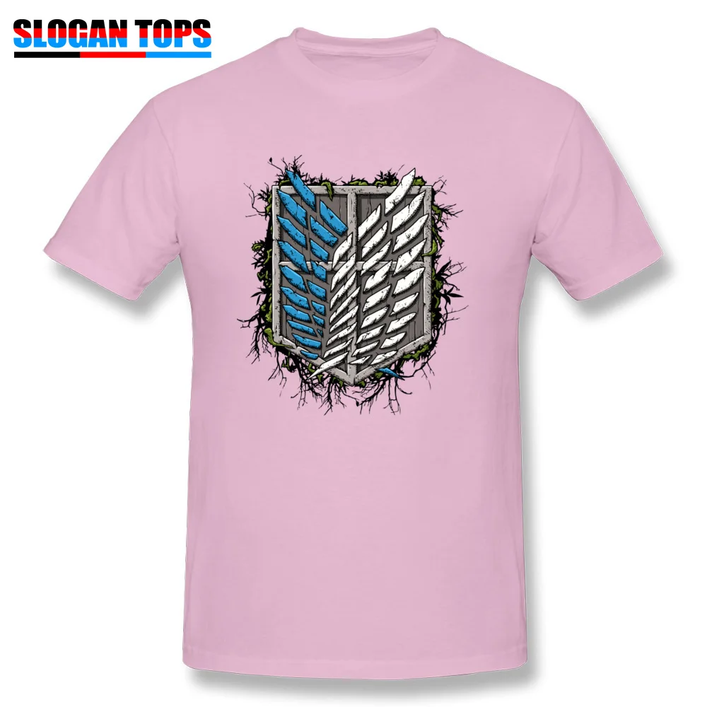Survey corps Design T Shirt for Men All Cotton Summer/Autumn Tops Shirts Hip hop Sweatshirts Short Sleeve Plain Round Collar Survey corps pink