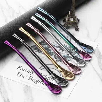 

Stainless Steel Drinking Straw Filter Handmade Yerba Mate Tea Bombilla Reusable Sucker Spoon Filter Bar Drinks Kit