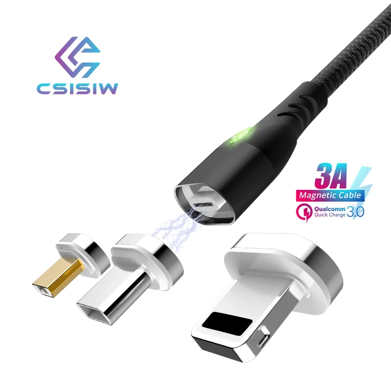 

Magnetic Cable for iPhone HUAWEI Xiaomi USAMS 3A Fast Charging Magnet USB Cable Micro USB Type C cable Magnet Charger&Data Sync