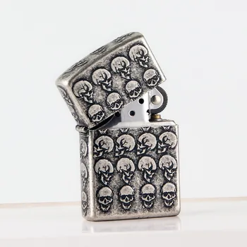 

Five-side skull creative pure copper kerosene windproof lighter, Metal lighter Gift lighters for men.