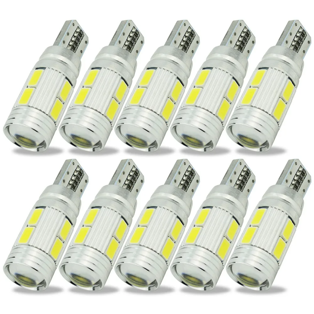 

Safego 10pcs car styling Auto LED T10 194 W5W 10 smd 5630 LED Light Bulb led light parking T10 LED Car Side Light Bulb