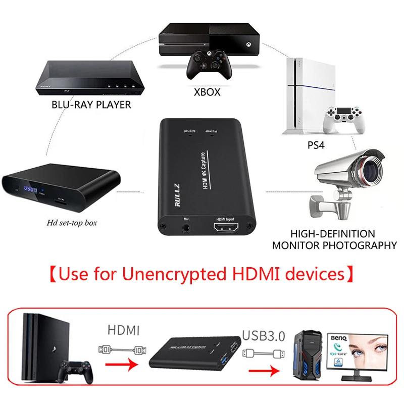 USB3.0 HDMI 4K 60Hz 1080P Карта видеозахвата HDMI к USB коробка для записи игровой потоковой передачи в реальном времени с микрофоном вход tv Out