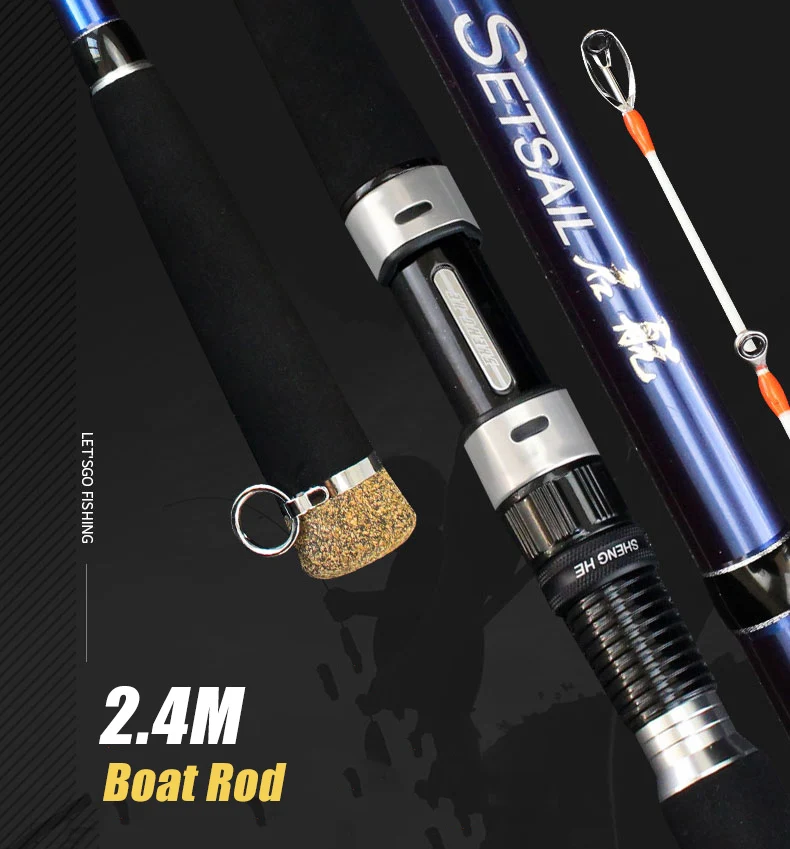 RoseWood 2-Piece Hard Boat Rod Night Luminous Tip 2.4m Saltwater Spinning Casting Offshore Surf Fishing Rod Stick  (1)