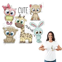 Милые животные теплообмена виниловые пластыри наклейки кроликов на футболки модные милые пользовательские аксессуары железная аппликация для детей