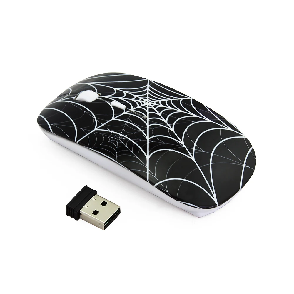 CHUYI беспроводная мышь паутина/британский флаг ультра тонкая компьютерная мышь 1600 dpi USB оптическая тонкая мышь для девочек ноутбук ПК - Цвет: Spider Web