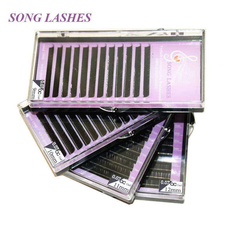 SONG LASHES False Eyelash Extensions Soft Thin Tip B,C,CC, D curl 0.07 thickness Ten trays per pack SONG LASHES False Eyelash Extensions Soft Thin Tip B,C,CC, D curl 0.07 thickness Ten trays per pack