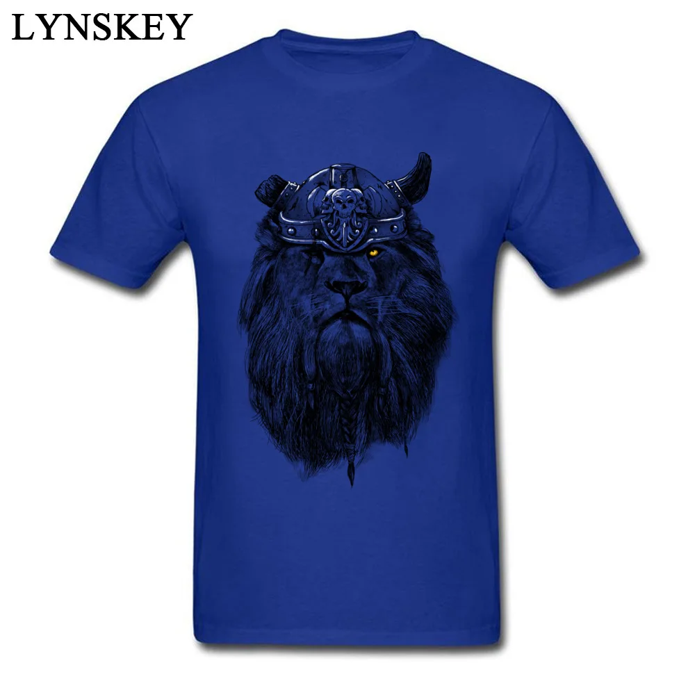 Cool Tops T Shirt for Men Funny Summer Autumn Crew Neck Cotton Fabric Short Sleeve T Shirts Printed 3D Printed Tee Shirts The eye of the Lion Viking blue