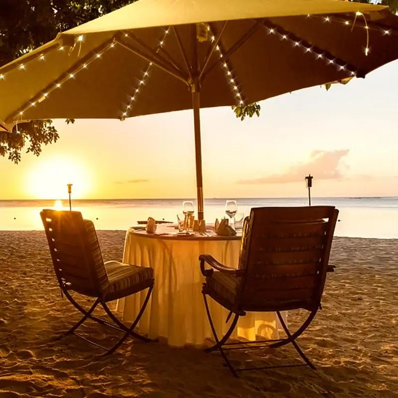 104 светодиодный солнечный садовый зонт свет открытый морской пляж зонтик лампы Водонепроницаемый Солнечный сад огни для зонта