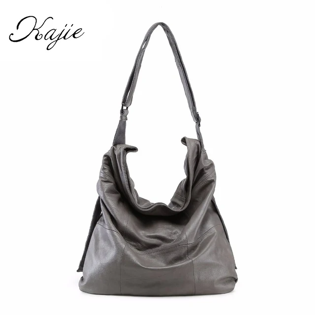 

Kajie 100% Genuine Leather Women Bag Brand Designer Big Over The Shoulder Bags Solid Soft A4 Large Luxury Handbags Casual