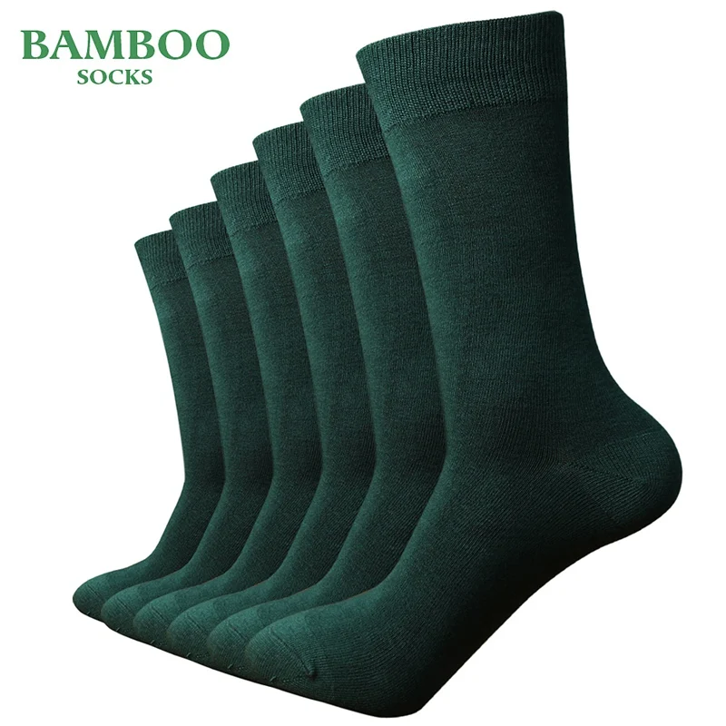 Match-Up  Men Bamboo Green Socks Breathable Anti-Bacterial man Business Dress Socks (6 Pairs/Lot) 5 pairs lot men business socks bamboo fiber ankle dress socks breathable deodorant casual male big size socks eu38 45