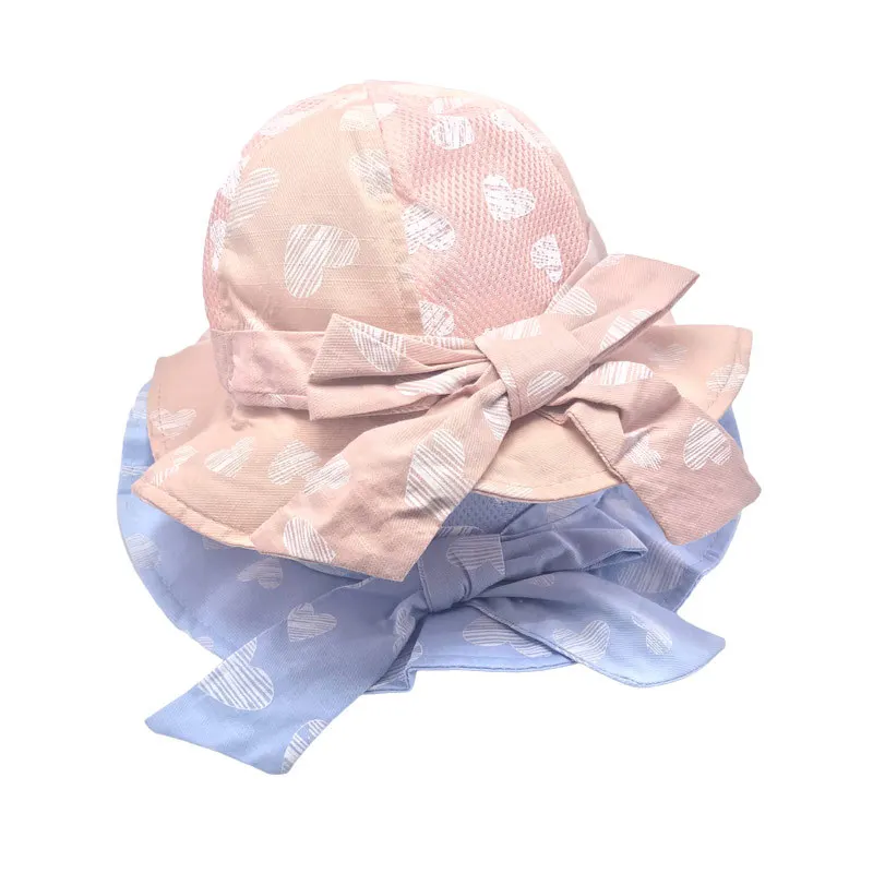 

4 Colors Summer hat For Girls Baby Soft Cotton Sun Cap Priness Big Bow Love Print Hat Spring Summer Sun Hat For 3-18 months Baby