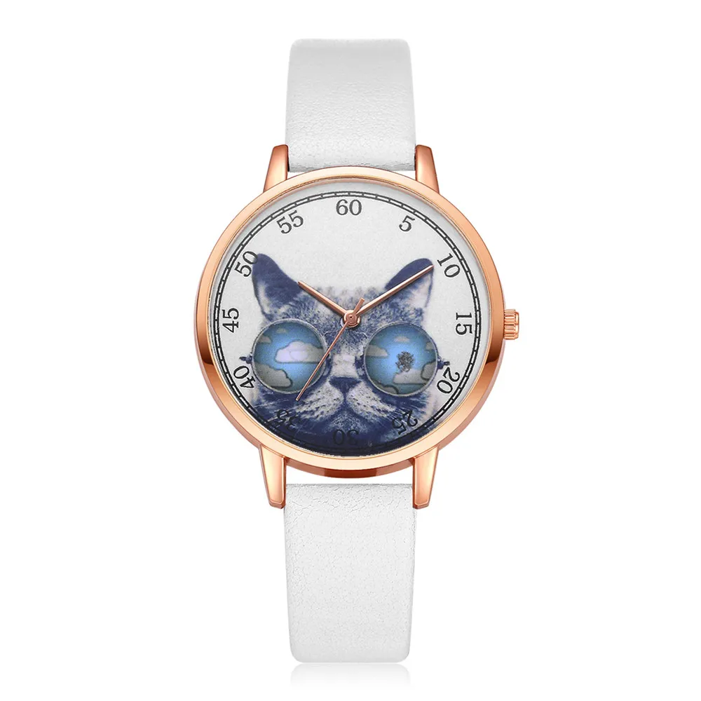 Lvpai Cat wrold cap часы женские роскошные кожаные высокого качества браслет Кварцевые часы для женщин платье наручные часы женские часы горячая распродажа - Цвет: White