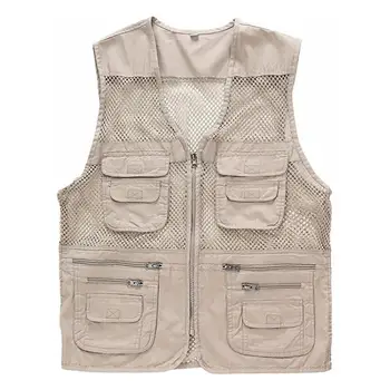 

Waterproof Mesh Vest Jacket Multi Pocket Waistcoat for Outdoor Fishing Hiking