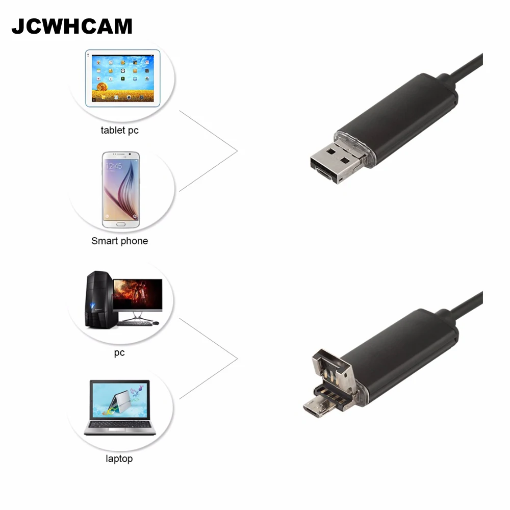 JCWHCAM HD 내시경 안드로이드 PC USB 7.0MM 6LED 1 / 2 / 5 / 10M 길이 케이블 분을 가진 방수 내시경 검사 카메라 검사
