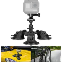 Крепление на присоске для камеры тройной для GoPro sony экшн-камера автомобиля присоска крепление автомобиля монтажный зажим лобовое стекло оконное крепление