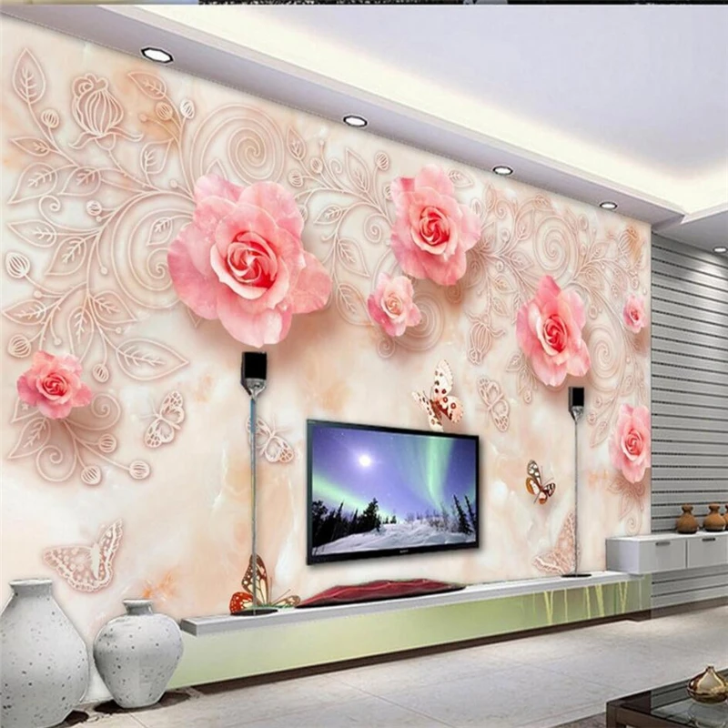 Beibehang 3 d wallpaper European fashion marbles in rose 3 d luxurious sitting room bedroom home decoration mural 3D wallpaper