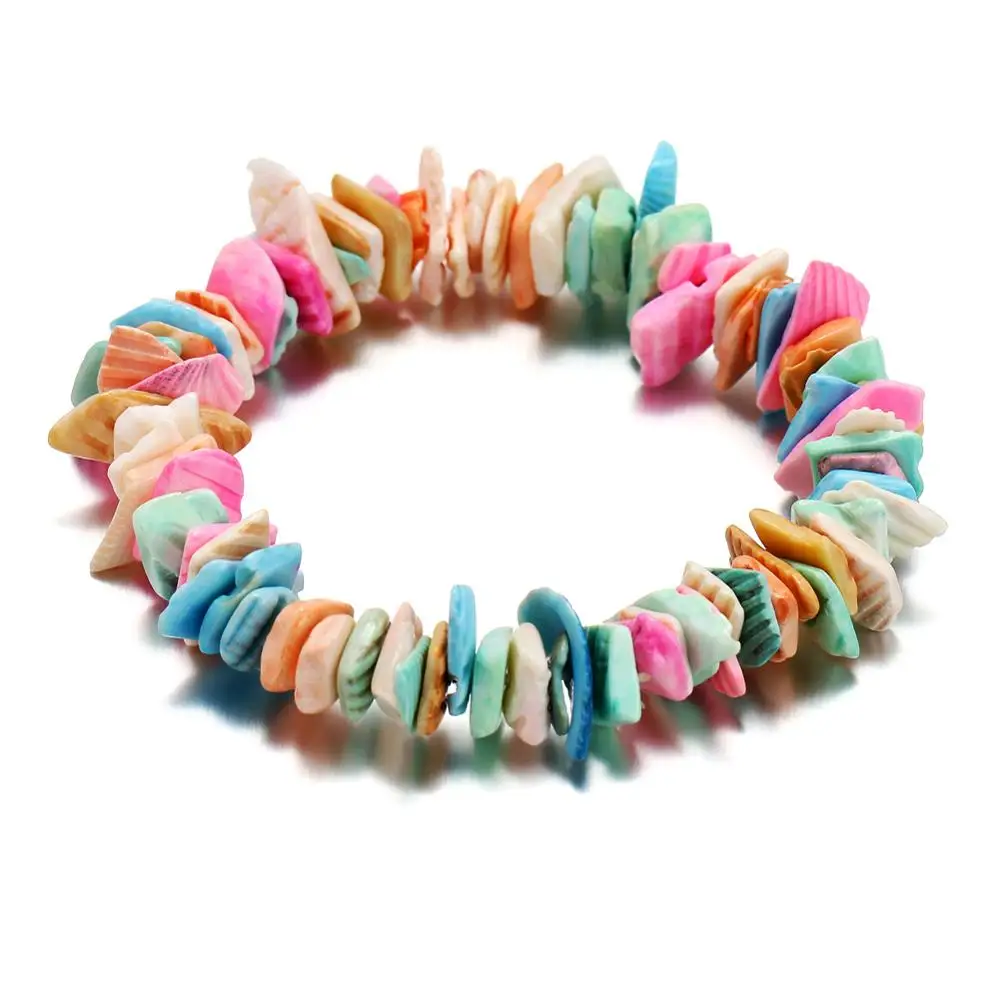 

National Charm Rainbow Bracelet Ladies Multicolor Shell Bracelet Anniversary Beads Beach Accessories Adjustable Brand Jewelry