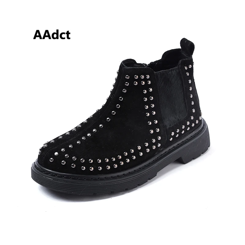 

AAdct Martin princess rivet boots for little girls 2018 Autumn new children's leather boots fashion short kids boots Brand