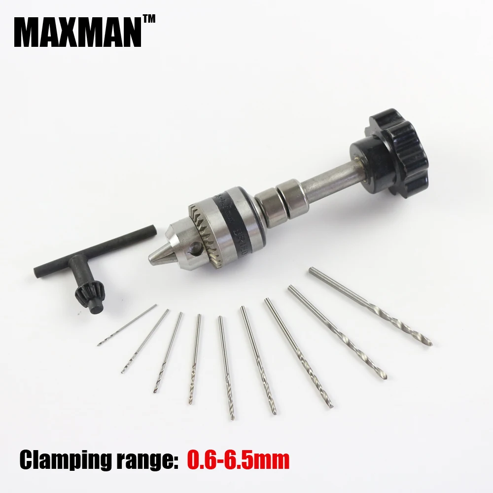 High Quality Mini Hand Drill Set With Chuck Key + 9pcs High Speed Steel
