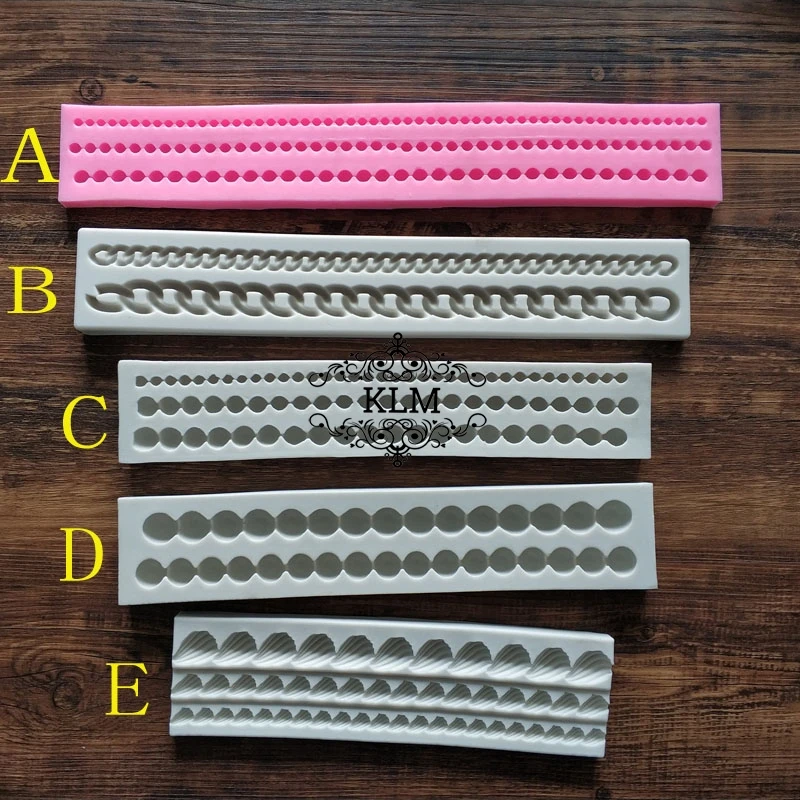 

Package chain pearl cake lace decoration silicone mold Gummy fondant tool Sugar shell food grade silicone mold