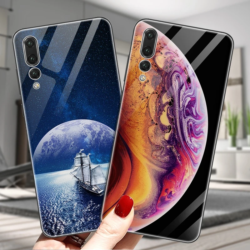 Star Space Tempered Glass Case For Huawei Mate 10 Lite Silicone P20 Pro Honor 9 P Smart On Cover Coque |