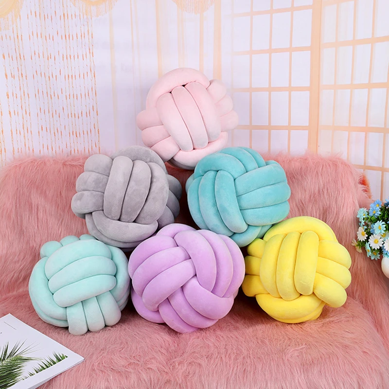 

The cojines decorativos para sofa Knot pillow coussin Nordic Style Velvet Knot Ball handmade Cushion Pillow Bedroom Decoration