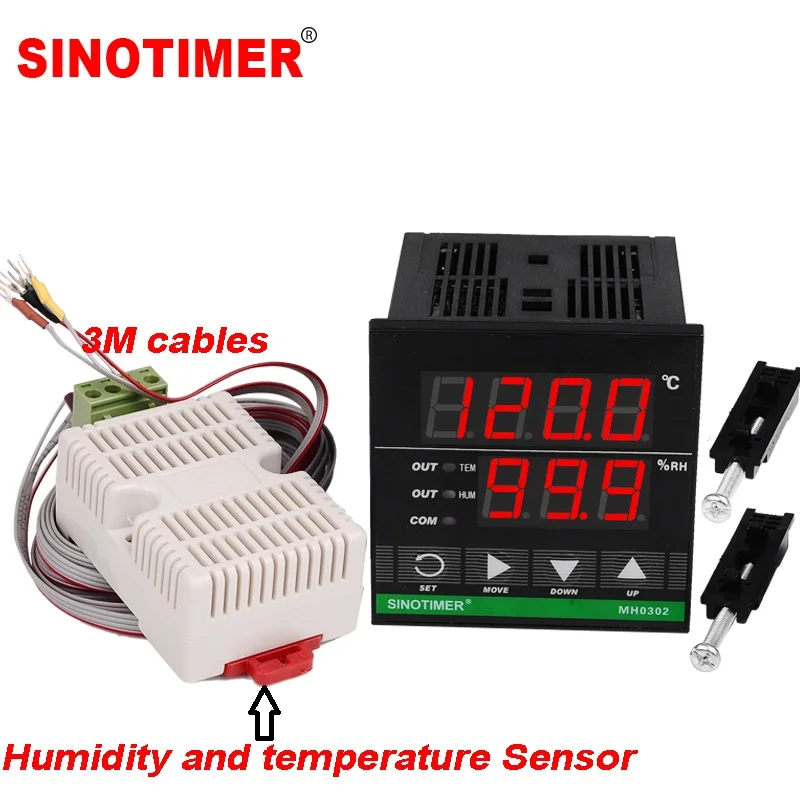 Мульти напряжение питания Цифровой температурный Профессиональный регулятор влажности с стоячим высокотемпературным датчиком