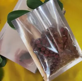 

DHL 9*13cm 1200Pcs/Lot Open Top Vacuum Pouches Heat Seal Bags Silver Aluminium Foil Clear Pack Bag For Party Food Package Bags